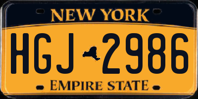 NY license plate HGJ2986