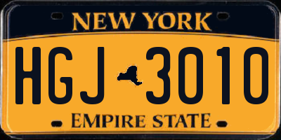 NY license plate HGJ3010