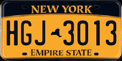 NY license plate HGJ3013