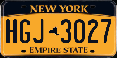 NY license plate HGJ3027