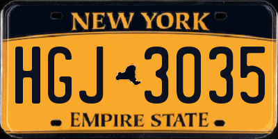NY license plate HGJ3035