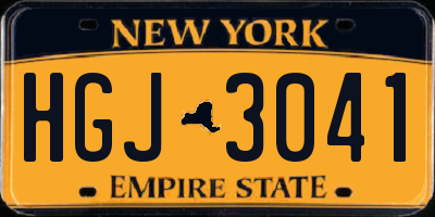 NY license plate HGJ3041