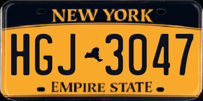 NY license plate HGJ3047