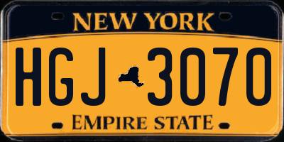 NY license plate HGJ3070