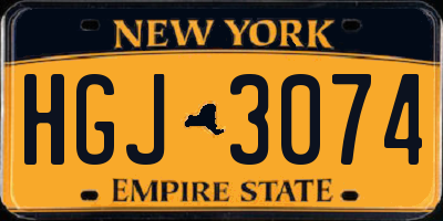 NY license plate HGJ3074