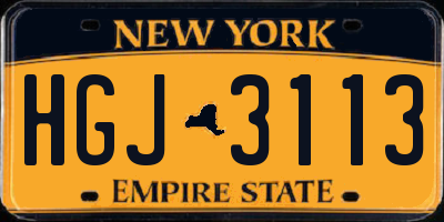 NY license plate HGJ3113