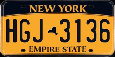 NY license plate HGJ3136