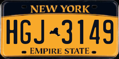 NY license plate HGJ3149