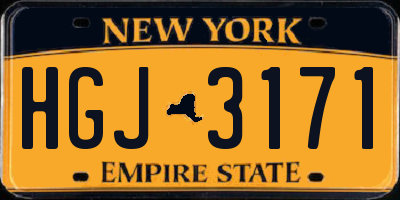 NY license plate HGJ3171