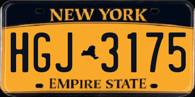 NY license plate HGJ3175