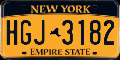 NY license plate HGJ3182
