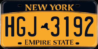 NY license plate HGJ3192