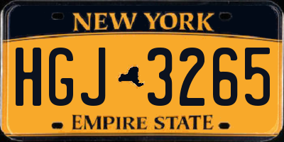 NY license plate HGJ3265