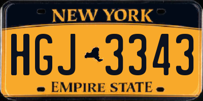NY license plate HGJ3343