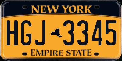 NY license plate HGJ3345