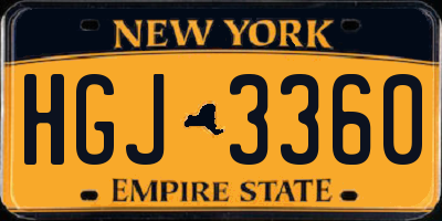 NY license plate HGJ3360