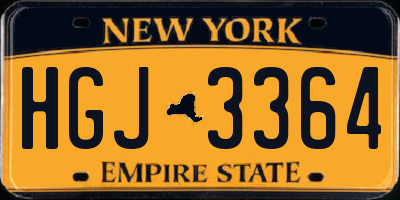 NY license plate HGJ3364