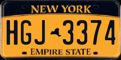 NY license plate HGJ3374