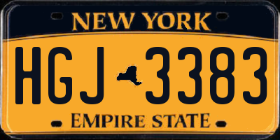 NY license plate HGJ3383