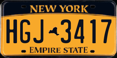 NY license plate HGJ3417