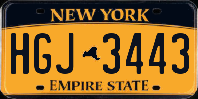 NY license plate HGJ3443