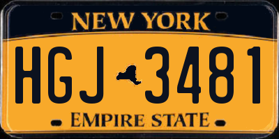 NY license plate HGJ3481