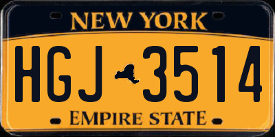 NY license plate HGJ3514