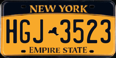 NY license plate HGJ3523
