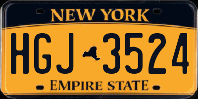NY license plate HGJ3524