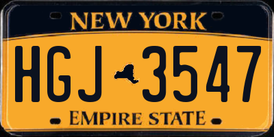 NY license plate HGJ3547