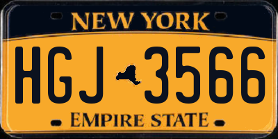 NY license plate HGJ3566