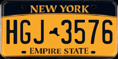 NY license plate HGJ3576