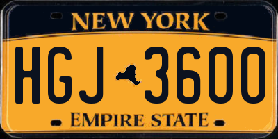NY license plate HGJ3600