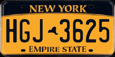 NY license plate HGJ3625