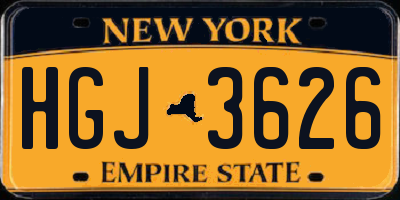 NY license plate HGJ3626