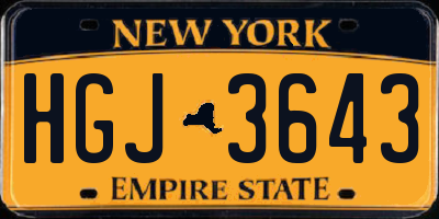 NY license plate HGJ3643