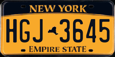 NY license plate HGJ3645
