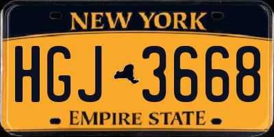 NY license plate HGJ3668