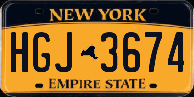 NY license plate HGJ3674