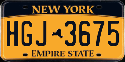 NY license plate HGJ3675