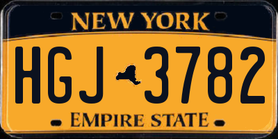 NY license plate HGJ3782