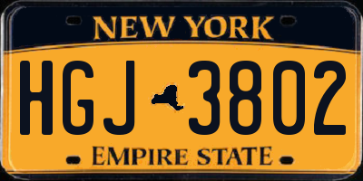 NY license plate HGJ3802