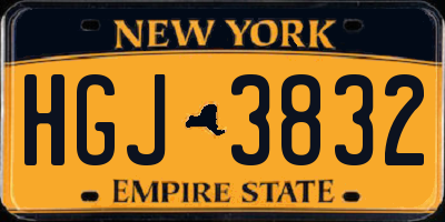 NY license plate HGJ3832