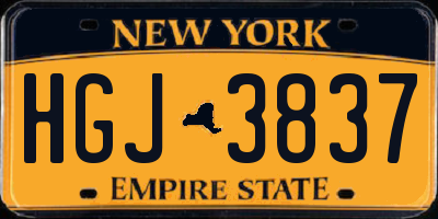 NY license plate HGJ3837