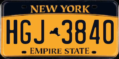 NY license plate HGJ3840