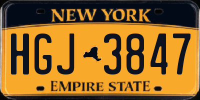 NY license plate HGJ3847