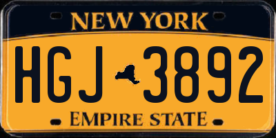 NY license plate HGJ3892