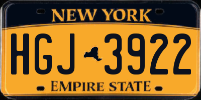 NY license plate HGJ3922