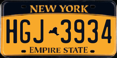 NY license plate HGJ3934
