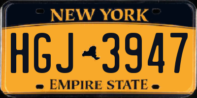 NY license plate HGJ3947